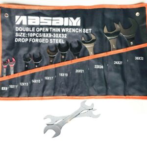 SET CHIAVI A FORCHETTA FISSE SOTTILI 8 32 MM PIATTE 10 PZ MECCANICO FODERO 468