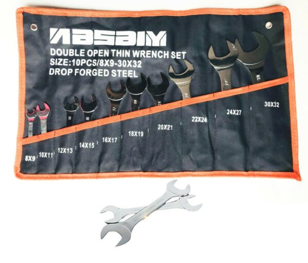 SET CHIAVI A FORCHETTA FISSE SOTTILI 8 32 MM PIATTE 10 PZ MECCANICO FODERO 468