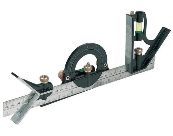 SET SQUADRE SQUADRA COMBINATE CON LIVELLA METRICA LAMA ACCIAIO 300 MM 849 SILV