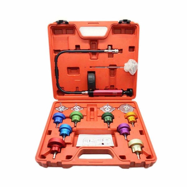 KIT TESTER UNIVERSALE AUTO 14PZ PRESSIONE RADIATORE CIRCUITO ACQUA RADIATORI 104