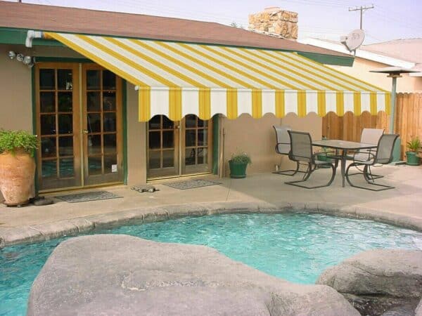 TENDA SOLE AVVOLGIBILE BALCONE BARRA QUADRA 3x2 RIGATA GIALLO BIANCO BRACCI 1802