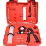 POMPA VUOTO TESTER 2 VASETTI TUBO SPURGO FRENI MANUALE ATTREZZI AUTO VACUOMETRO