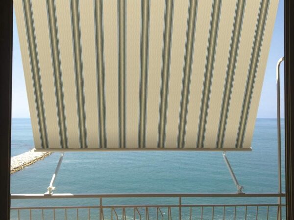 TENDA SOLE CADUTA 3X2,45 MT SENZA CASSONETTO BRACCI BEIGE VERDE RIGATA BALCONE 389