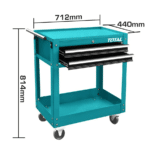 CARRELLO 2 RIPIANI PIANI CASSETTI OFFICINA PORTA ATTREZZI UTENSILI RUOTE 201