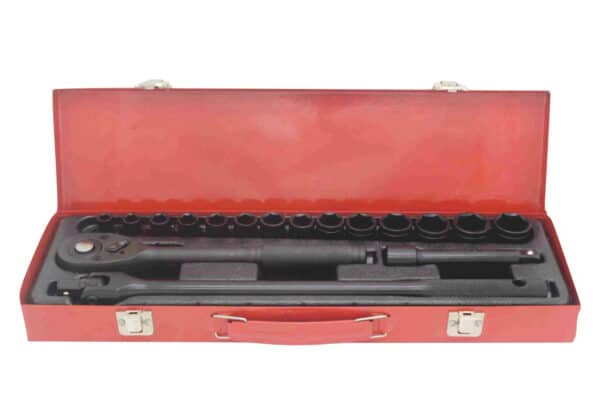SET BUSSOLE ESAGONALI 17 PZ 1/2" 8 24 MM CRICCHETTO PROLUNGA CASSETTA MOLL