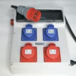 QUADRO ELETTRICO CANTIERE 4 PRESE MONOFASE TRIFASE CERTIFICAZIONE TASTO EMERGENZA 16A 111P