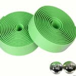 2 NASTRO NASTRI MANUBRIO BICI BICICLETTA CORSA BIKE TAPPI ANTIURTO VERDE