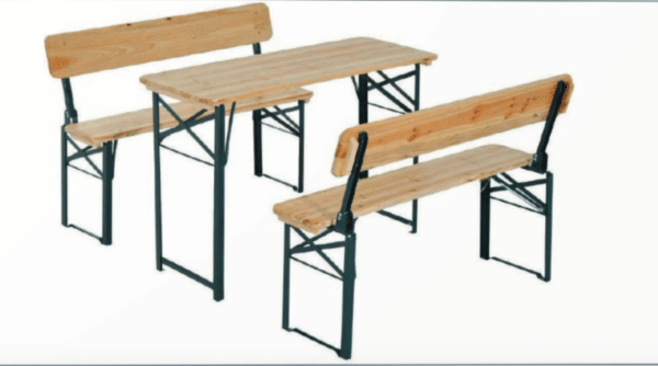 SET BIRRERIA TAVOLO + PANCHE PANCA SCHIENALE LEGNO FIERE SAGRE 115x60 CM 377