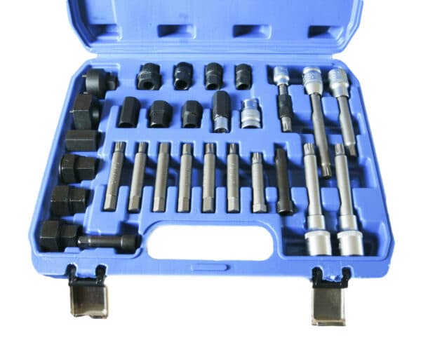KIT DI CHIAVI 30 PEZZI PZ SMONTAGGIO PULEGGIA PULEGGE ALTERNATORE MOTORE AUTO BL 276