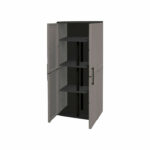 ARMADIO ARMADIETTO RIPOSTIGLIO 2 ANTE CON PORTASCOPE 68X37X163 H cm GRIGIO 163AP