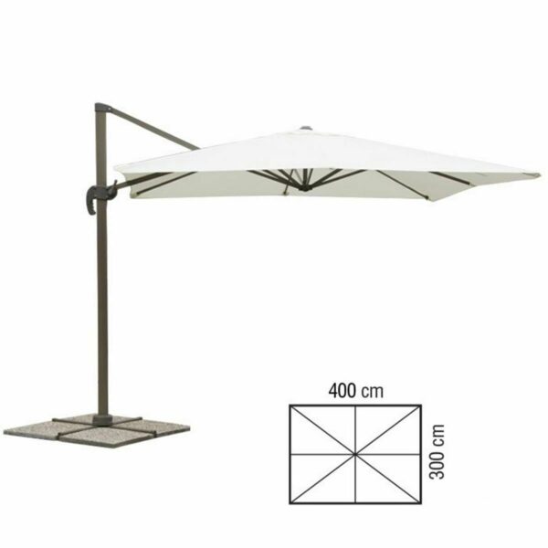 OMBRELLONE A BRACCIO PARASOLE GIARDINO 3x4 mt DECENTRATO GAZEBO BIANCO 913V