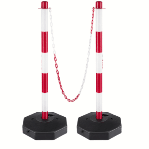 KIT 2 COLONNA SEGNALETICA STRADALE PALETTO BASE H CM 90 PALETTI CATENA PLASTICA 5 MT