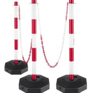 KIT 3 COLONNA SEGNALETICA STRADALE PALETTO BASE H CM 90 PALETTI CATENA PLASTICA 10 MT