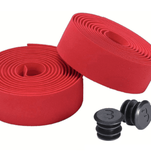 2 NASTRO NASTRI MANUBRIO BICI BICICLETTA CORSA BIKE TAPPI ANTIURTO ROSSO ROSSI