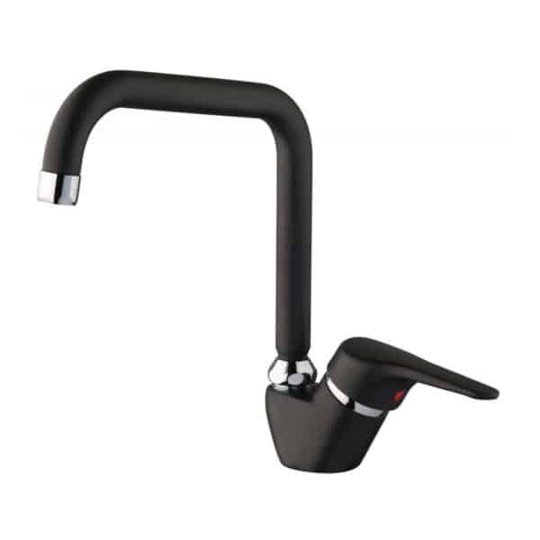 MISCELATORE RUBINETTO NERO MONOCOMANDO CON BOCCA ALTA LAVELLO CUCINA 458