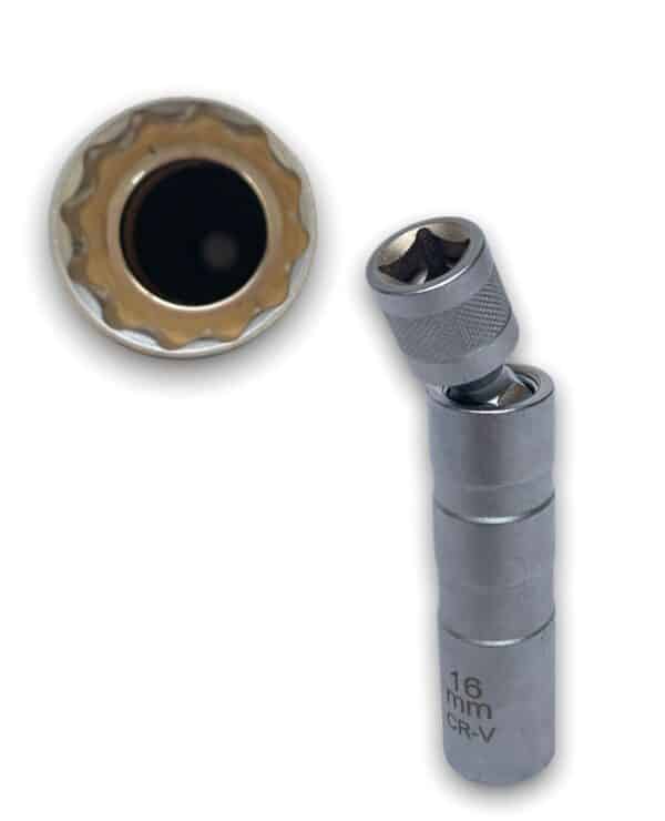 CHIAVE A BUSSOLA CANDELE CANDELETTE 16MM ATTACCO 3/8" SNODO TESTA SFERICA 221