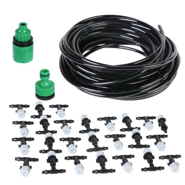 KIT IRRIGAZIONE GIARDINO GIARDINAGGIO NEBULIZZATORE POMPA SPRUZZO TUBO 5 MT 026B