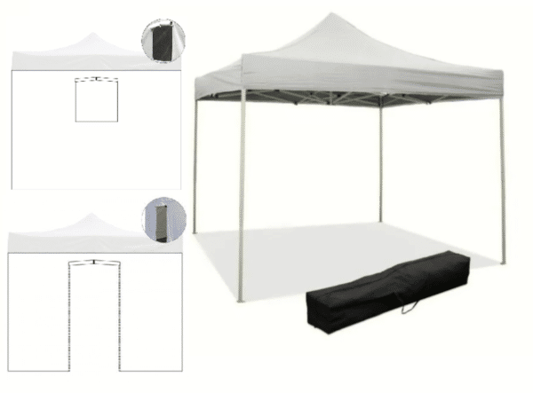 GAZEBO 3X3 MT PIEGHEVOLE METALLO FISARMONICA GIARDINO SACCA E PARETI LATERALI YS