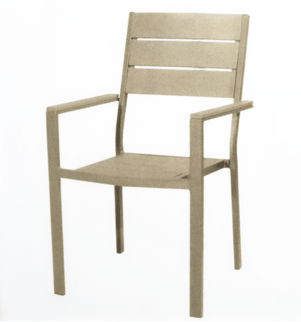 SEDIA GIARDINO ESTERNO RESINA EFFETTO LEGNO BRACCIOLI 58x55x88h cm BEIGE 444