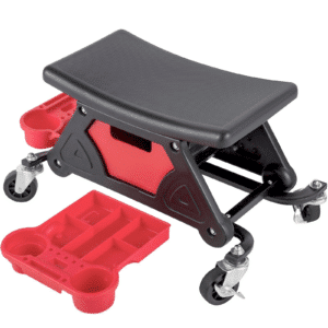 SGABELLO SEDUTA OFFICINA MECCANICO 135KG CARRELLO AUTO MOTO 4 RUOTE UTENSILI 842