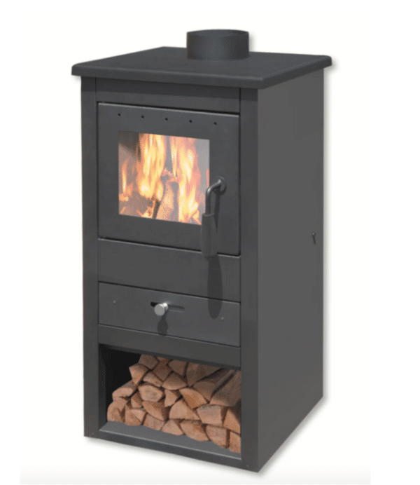STUFA A LEGNA ACCIAIO VERNICIATO 10,7 KW CAMINETTO TERMOCAMINO cm 43x41x86h A798