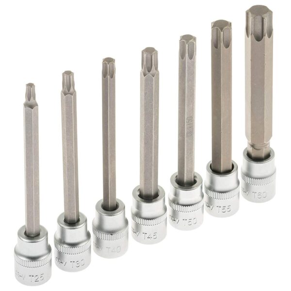 CHIAVI A BUSSOLA TORX LUNGHE PUNTA 110 MM 3/8" BUSSOLE ACCIAIO CR-V T25 T60 399S