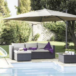 OMBRELLONE A BRACCIO PARASOLE GIARDINO 3x3 mt DECENTRATO GAZEBO ECRU 273V