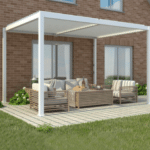 PERGOLA BIOCLIMATICA GAZEBO PERGOLATO 3x3 MT ALLUMINIO LAMELLE GIARDINO BIANCA