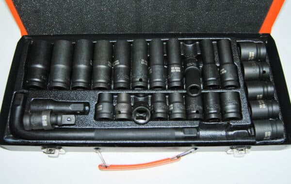 BUSSOLE 27 PZ RINFORZATE AVVITATORE PNEUMATICO 1/2" 8 24 MM PROLUNGA 374