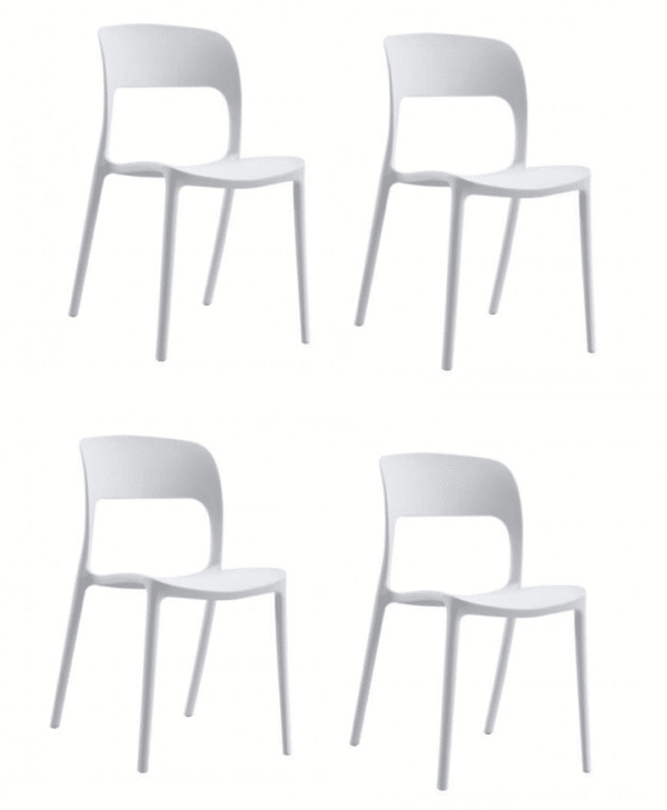 KIT 4 SEDIE POLIPROPILENE CUCINA BAR RISTORANTE SEDIA INTERNO ESTERNO BIANCO 498