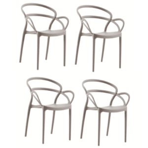 KIT 4 SEDIE POLIPROPILENE CUCINA BAR RISTORANTE SEDIA INTERNO ESTERNO TORTORA