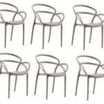 KIT 6 SEDIE POLIPROPILENE BAR RISTORANTE SEDIA GIARDINO INTERNO ESTERNO TORTORA