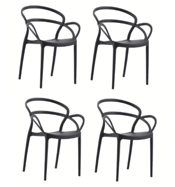 KIT 4 SEDIE POLIPROPILENE BAR RISTORANTE SEDIA GIARDINO INTERNO ESTERNO NERO 467