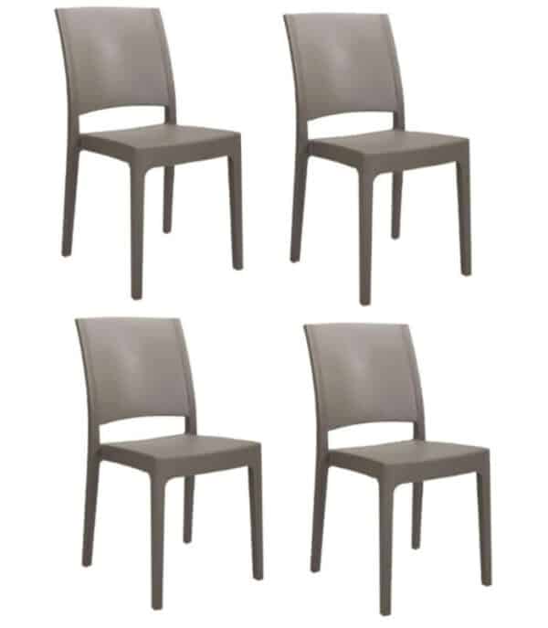 KIT 4 SEDIE POLIPROPILENE CUCINA BAR RISTORANTE SEDIA INTERNO ESTERNO TORTORA FL