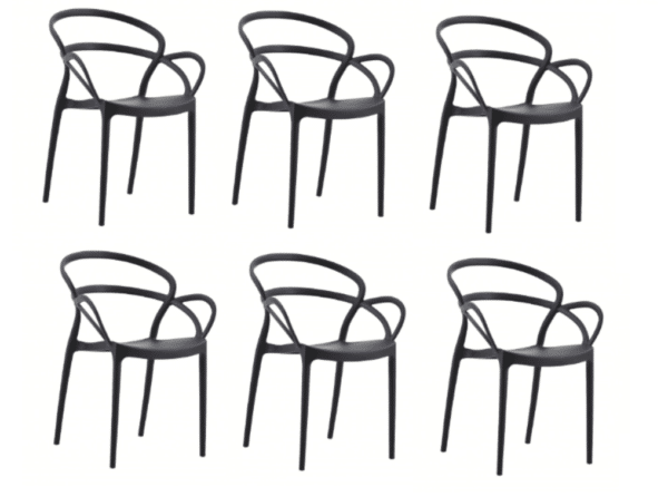 KIT 6 SEDIE POLIPROPILENE BAR RISTORANTE SEDIA GIARDINO INTERNO ESTERNO NERO 467