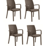 KIT 4 SEDIE SEDIA POLIPROPILENE BAR RISTORANTE INTERNO ESTERNO SIMIL RATTAN DFN