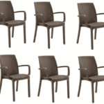 KIT 6 SEDIE SEDIA POLIPROPILENE BAR RISTORANTE INTERNO ESTERNO SIMIL RATTAN DFN