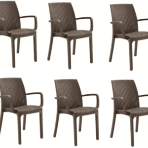 KIT 6 SEDIE SEDIA POLIPROPILENE BAR RISTORANTE INTERNO ESTERNO SIMIL RATTAN DFN