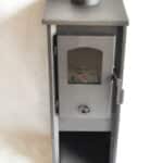 STUFA A LEGNA ACCIAIO VETRO 5-7 KW CAMINETTO CAMINO cm 33x36x93h ANTRACITE ekl