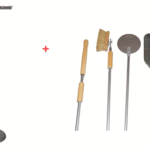 KIT SUPPORTO REGGI PALA PIZZA FORNO A LEGNA 6 POSTI PORTAPALE H150 + PALE 3 PZ