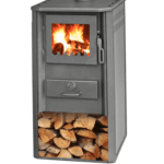 STUFA A LEGNA ACCIAIO VETRO PORTA 8-9 KW CAMINETTO CAMINO cm 49x46x93 ANTRACITE og