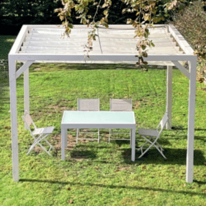 PERGOLA PERGOLATO GAZEBO LEGNO TETTOIA GIARDINO TELO COPERTURA 3x3 MT BIANCO SHW