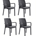 KIT 4 SEDIE SEDIA POLIPROPILENE BAR RISTORANTE INTERNO ESTERNO SIMIL RATTAN ANTR