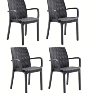 KIT 4 SEDIE SEDIA POLIPROPILENE BAR RISTORANTE INTERNO ESTERNO SIMIL RATTAN ANTR