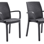 KIT 2 SEDIE SEDIA POLIPROPILENE BAR RISTORANTE INTERNO ESTERNO SIMIL RATTAN ANTR