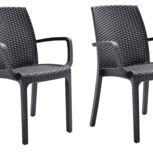 KIT 2 SEDIE SEDIA POLIPROPILENE BAR RISTORANTE INTERNO ESTERNO SIMIL RATTAN ANTR