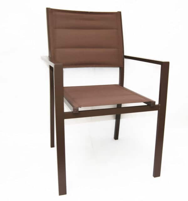 SEDIA ALLUMINIO TEXTILENE IMPILABILE BAR RISTORANTE INTERNO ESTERNO MARRONE 749v