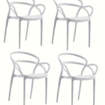 KIT 4 SEDIE POLIPROPILENE BAR RISTORANTE SEDIA INTERNO ESTERNO GIARDINO BIANCO 450