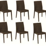 KIT 6 SEDIE SEDIA POLIPROPILENE BAR RISTORANTE INTERNO ESTERNO SIMIL RATTAN SL M