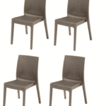 KIT 4 SEDIE SEDIA POLIPROPILENE BAR RISTORANTE INTERNO ESTERNO SIMIL RATTAN SL T